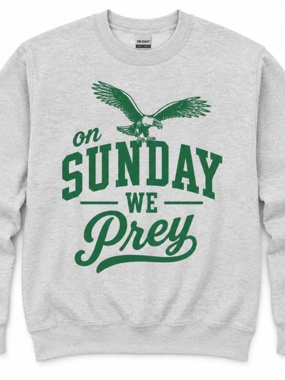 Men's Grey 'On Sunday We Prey' Pullover Sweatshirt - EAGLES S-5xl